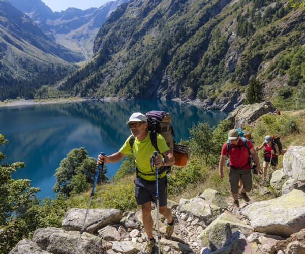 Isère (38), Parc national des Ecrins, vallée du Vénéon, Lac du Lauvitel, Randonnée pédestre sur le GR54, Grand tour des Ecrins // Isère (38), Ecrins National Park, Valley Vénéon, Lauvitel Lake, Hiking on the GR54, Grand tour of the Ecrins